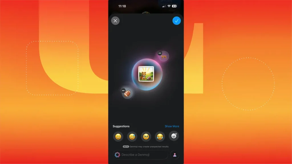 Colorful app interface with suggestions.