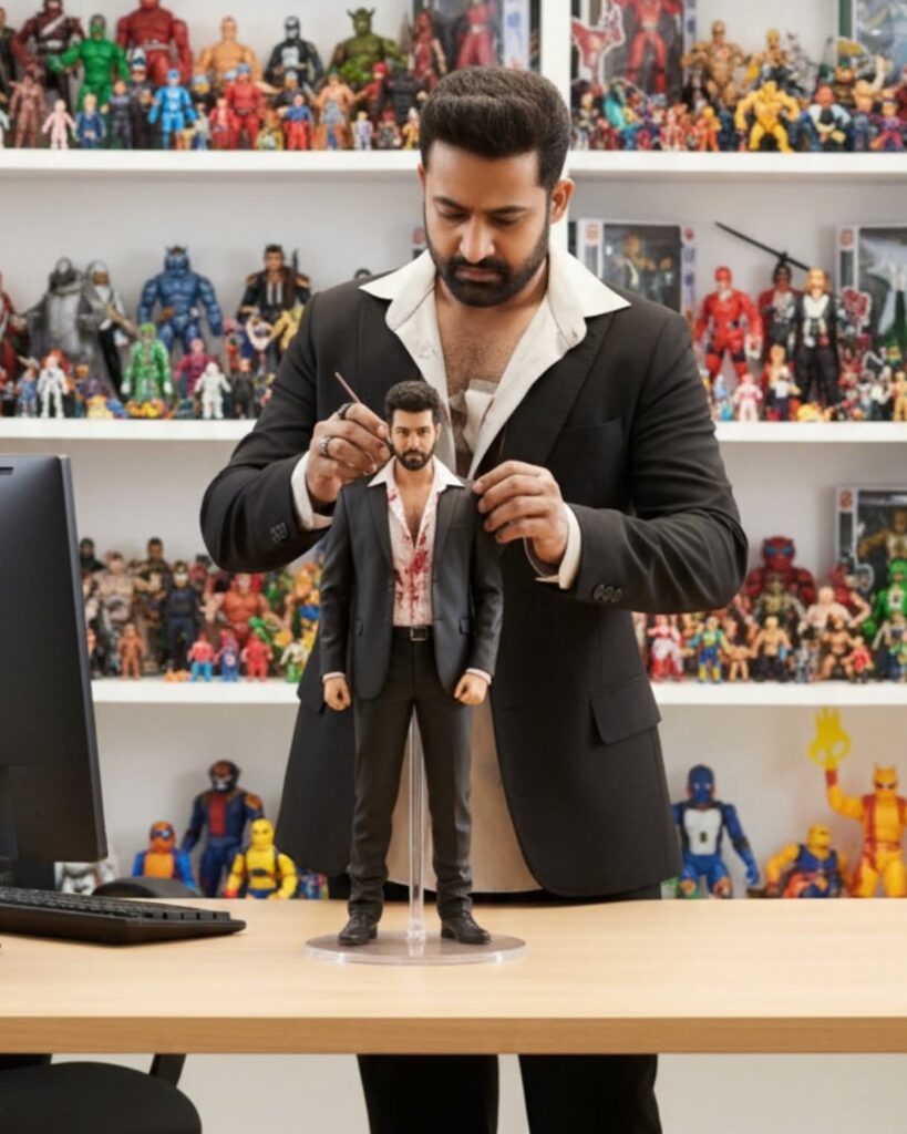 Person customizing an action figure.